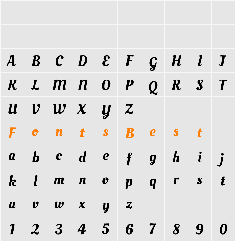 Oleo Script Character Map
