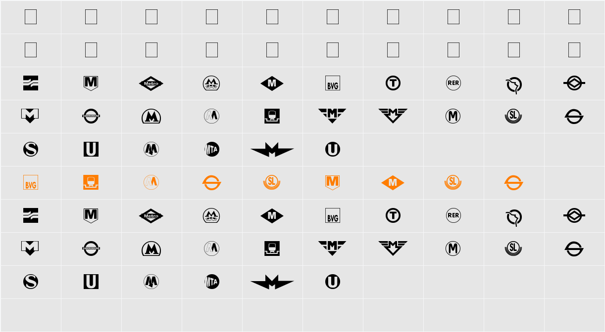 Subway Sign Character Map