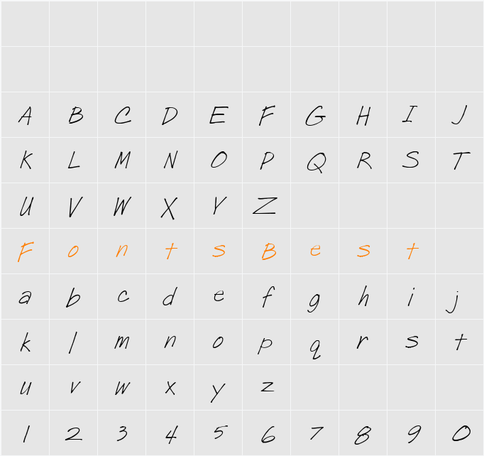 Post Note Character Map