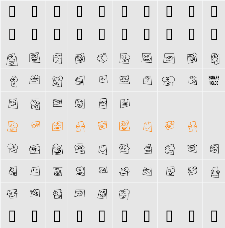 Squareheads Character Map
