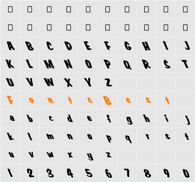 FZ BASIC 3 LEFTY Character Map