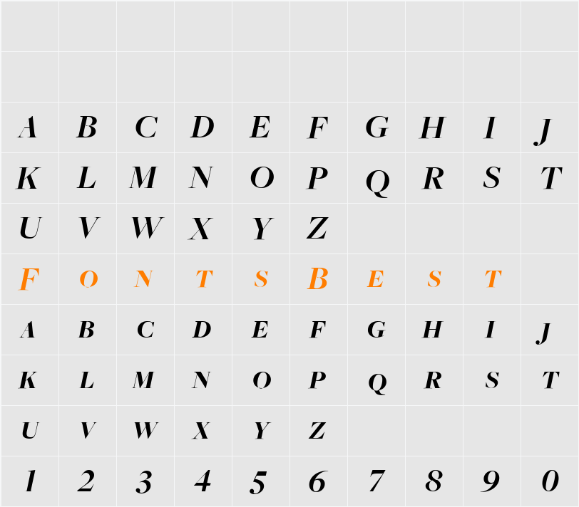 FreightBigBoldItalicSC Character Map