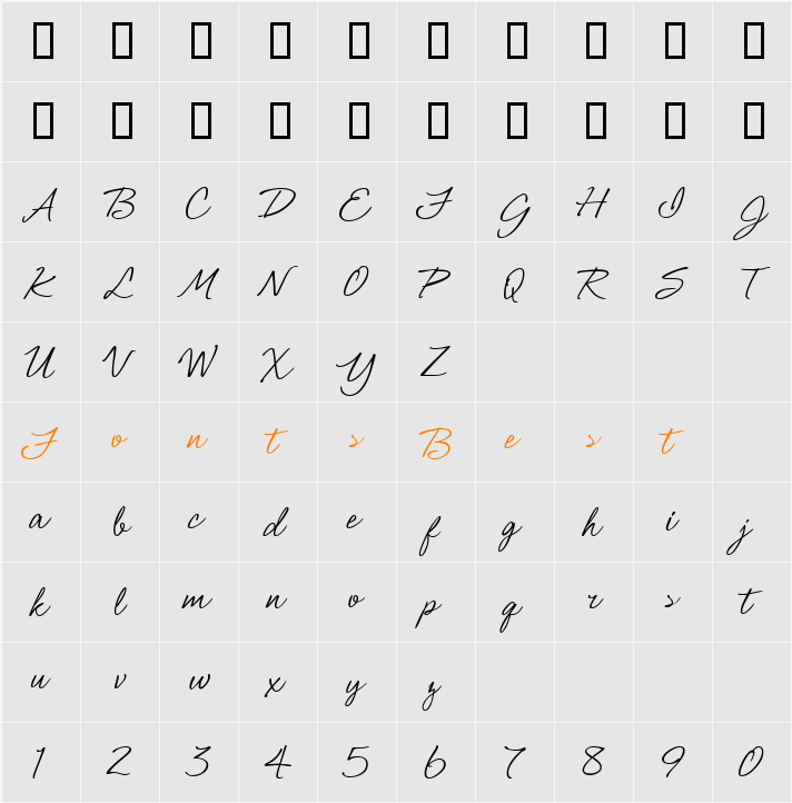 Shimmer Character Map