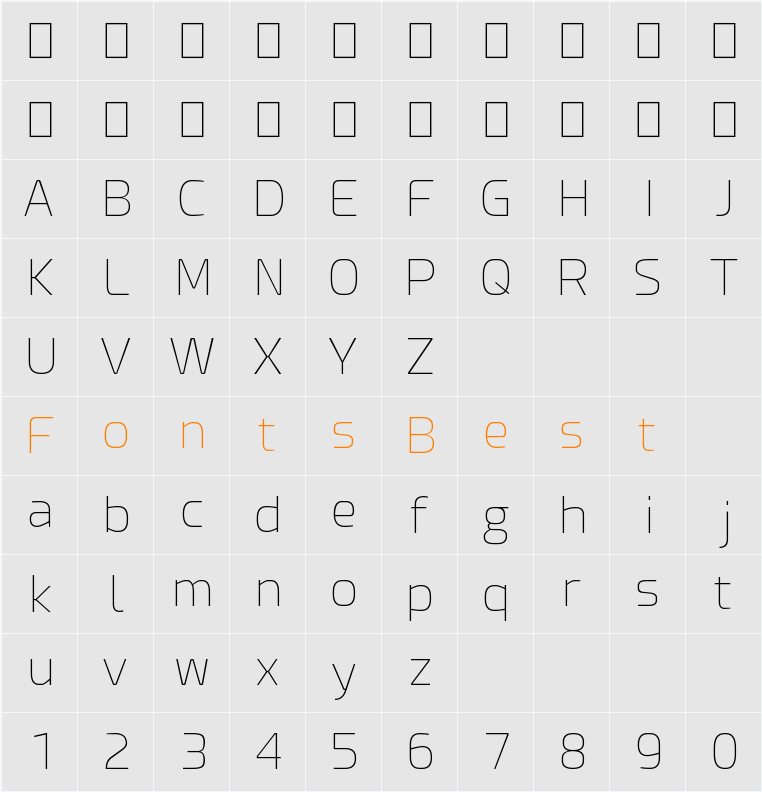 Esphimere Thin Character Map