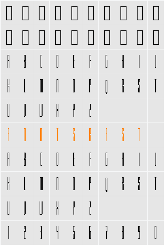 Knifer 100 Character Map