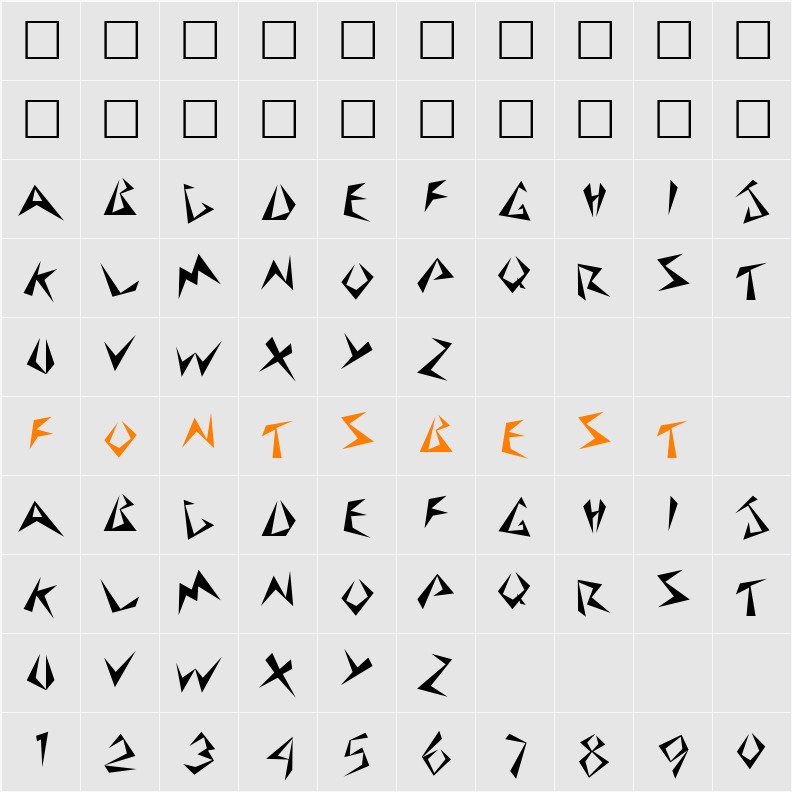 Stinger Character Map