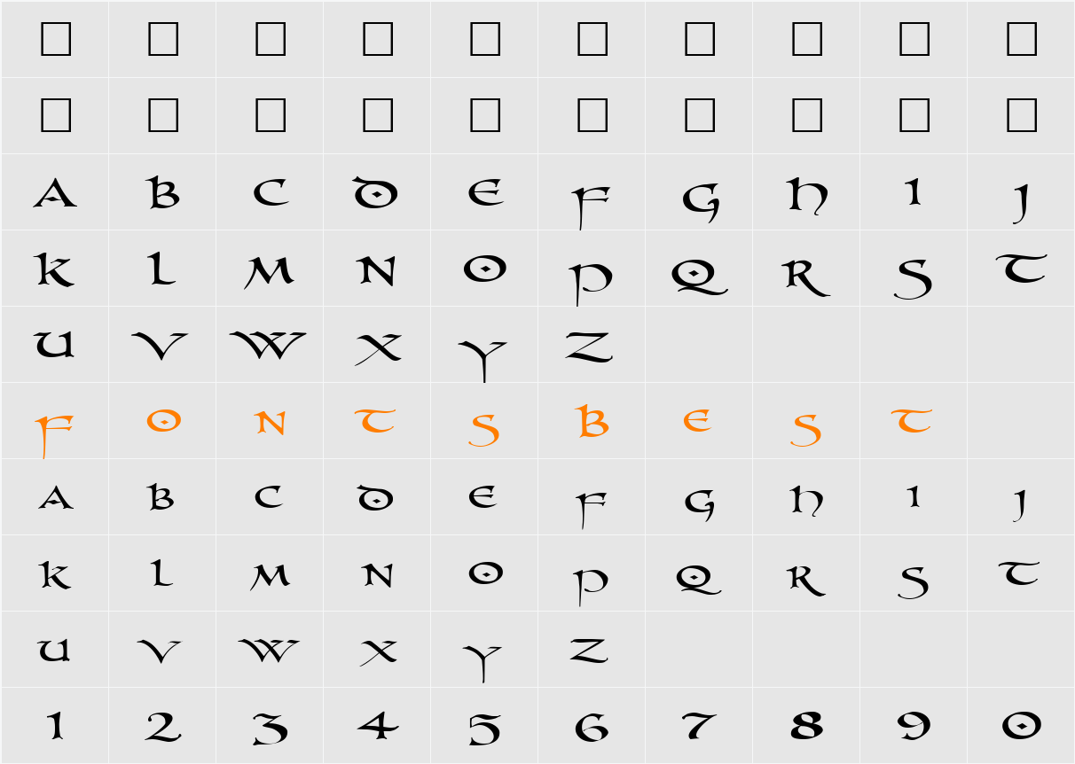 PR uncl Character Map