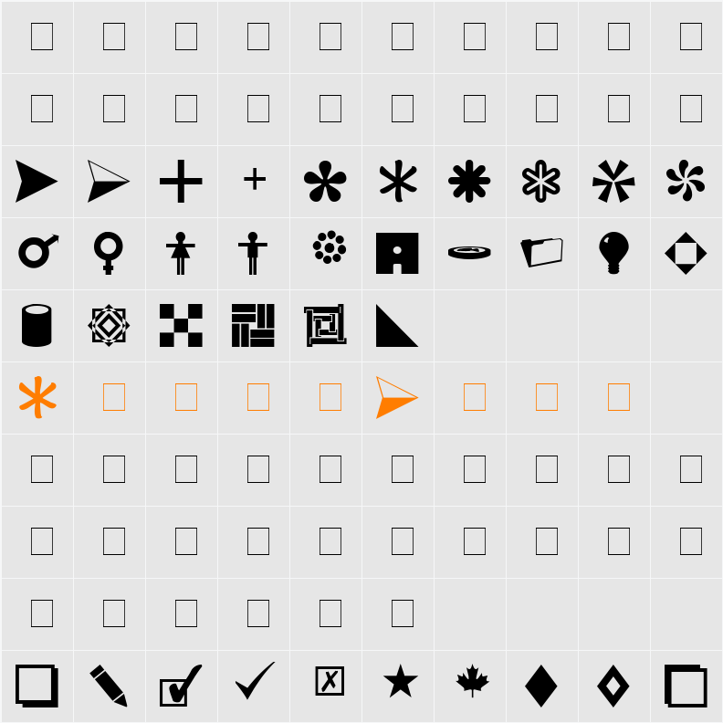 Symbols Character Map