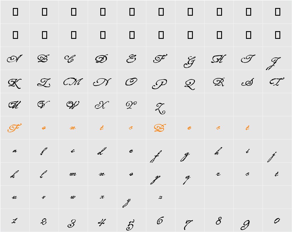 Roanoke Script Character Map