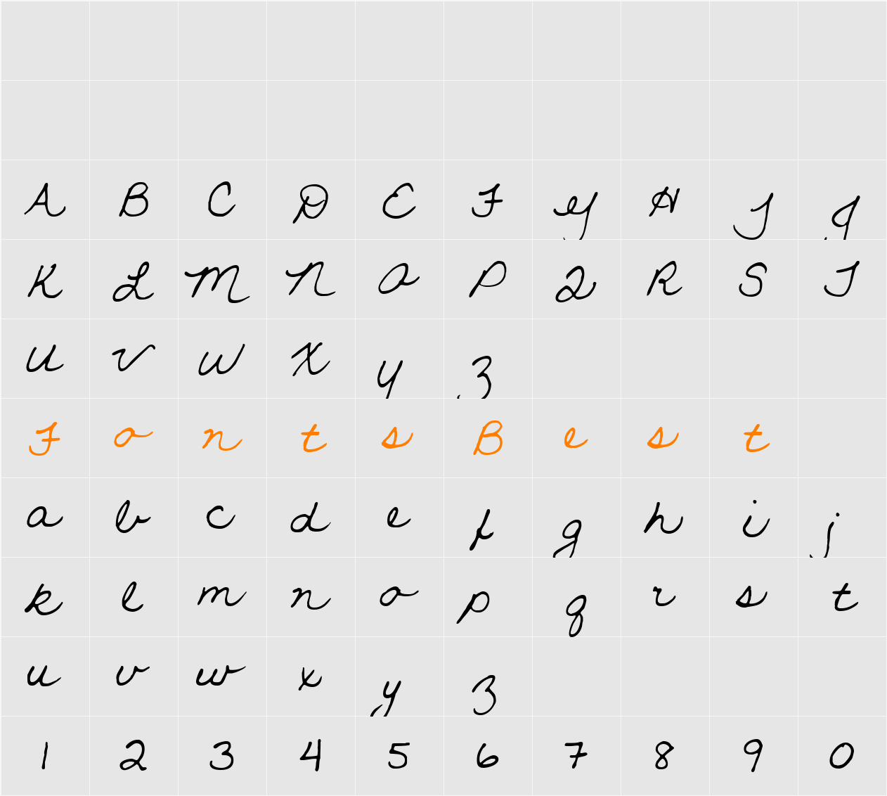 Leaf Queen Script Character Map