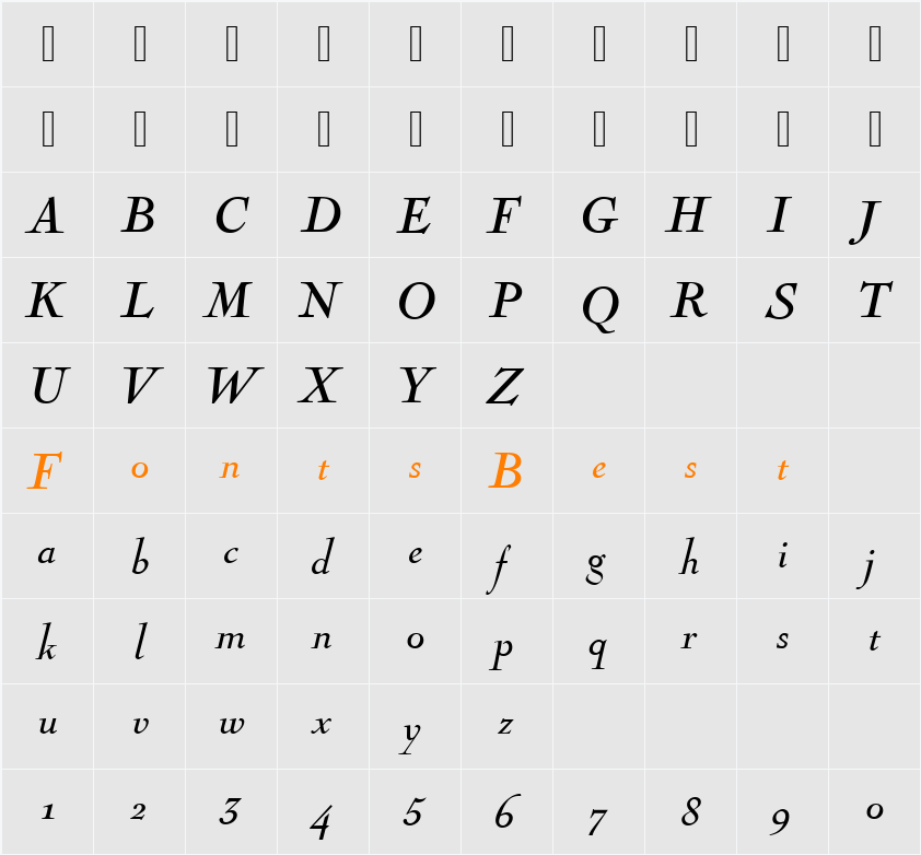 929-CAI978 Character Map