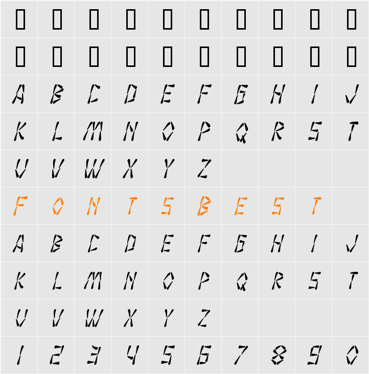 SF Wasabi Condensed Character Map