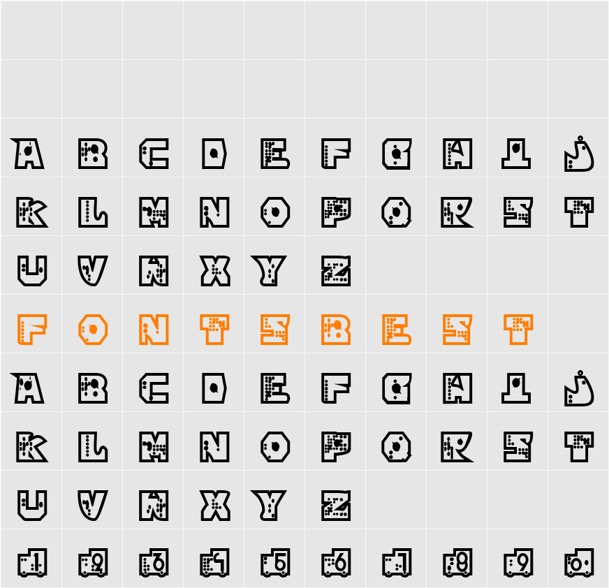 mekano1 Character Map