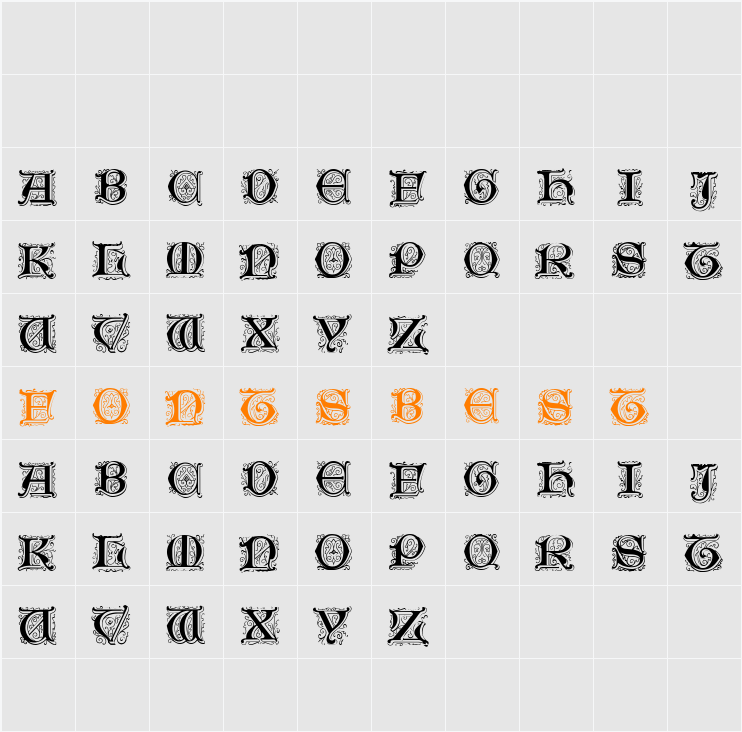 GenzschInitials Character Map