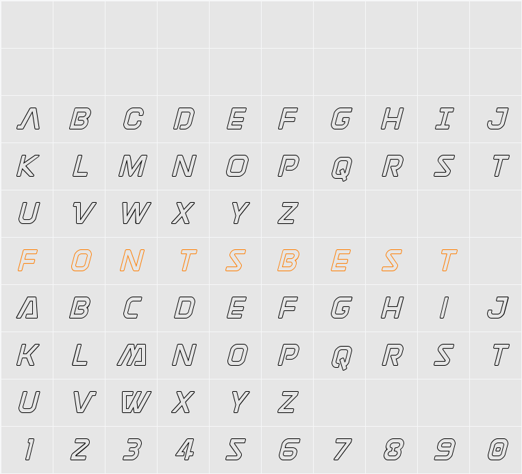 Discotechia Outline Character Map