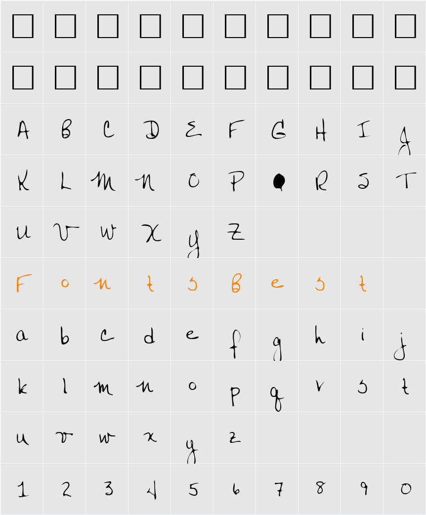 LEHN050 Character Map
