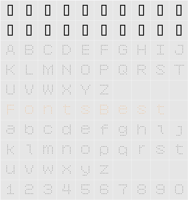 6x7oct Character Map