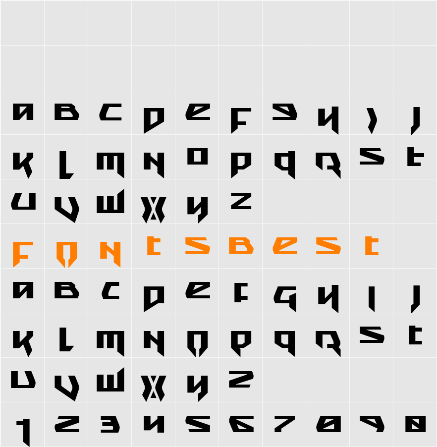 Snubfighter Bold Character Map