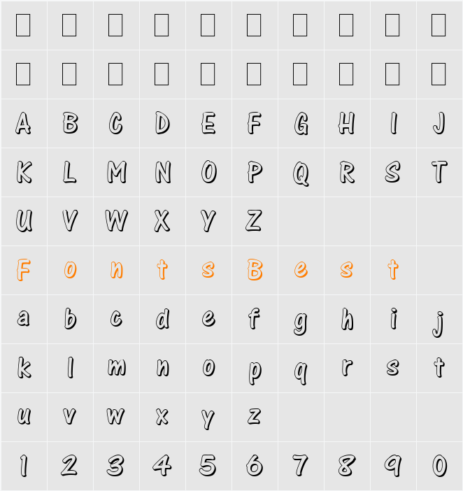 One Stroke Script Shaded LET Character Map
