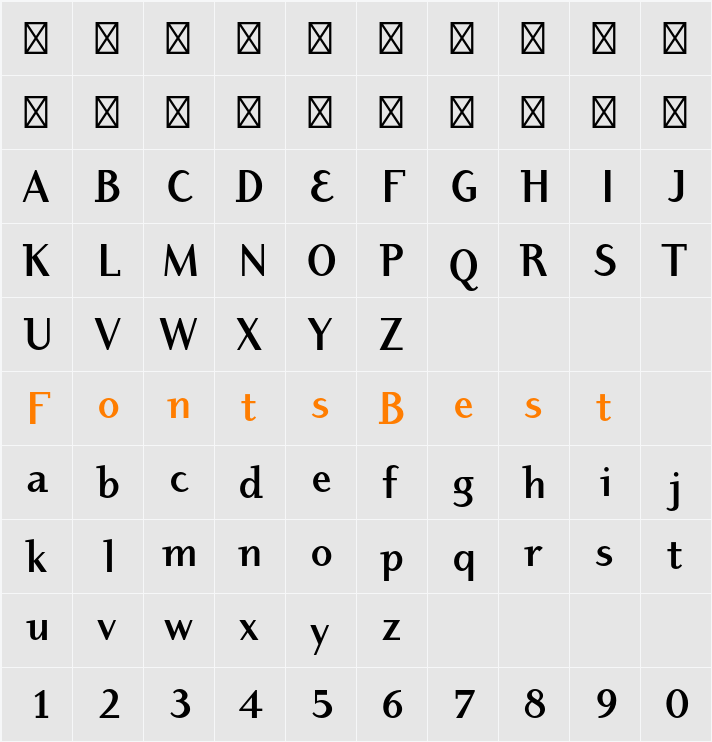 Dyadis ITC Std Book Character Map
