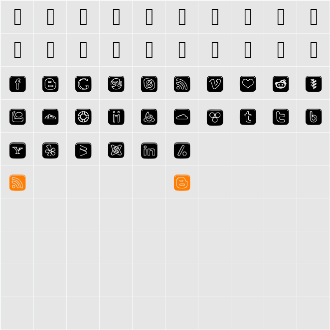SOCIAL OUTLINE ICONS Character Map