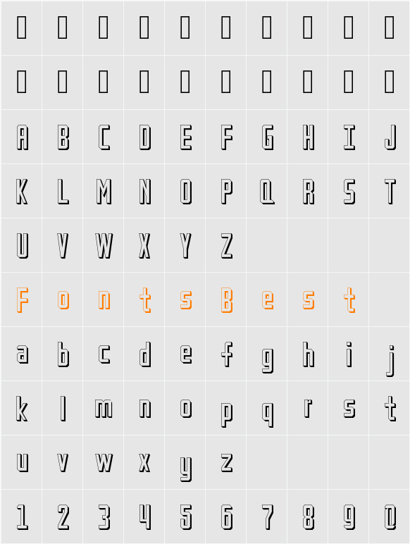 Petak Square Shadow Character Map