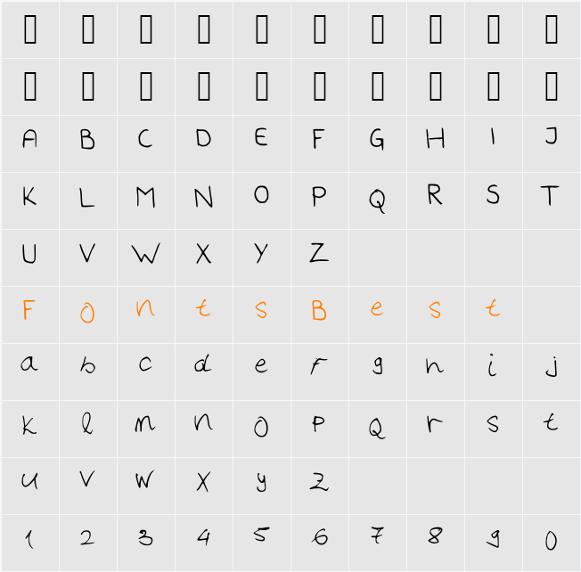 Handwriter Character Map