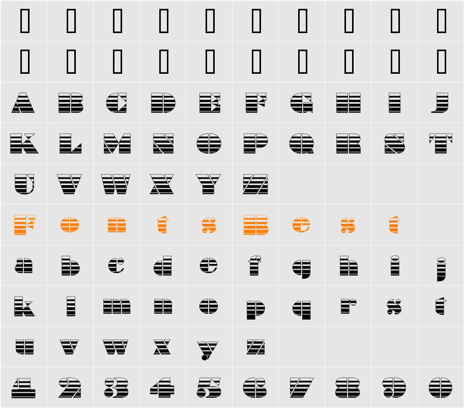 a_BraggaStrip Character Map
