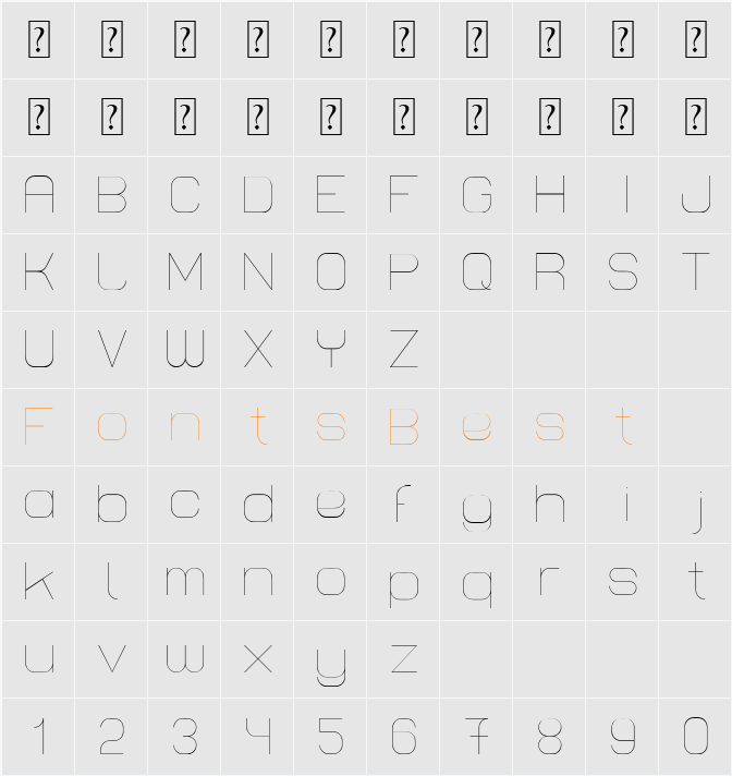 Lastwaerk thin Character Map