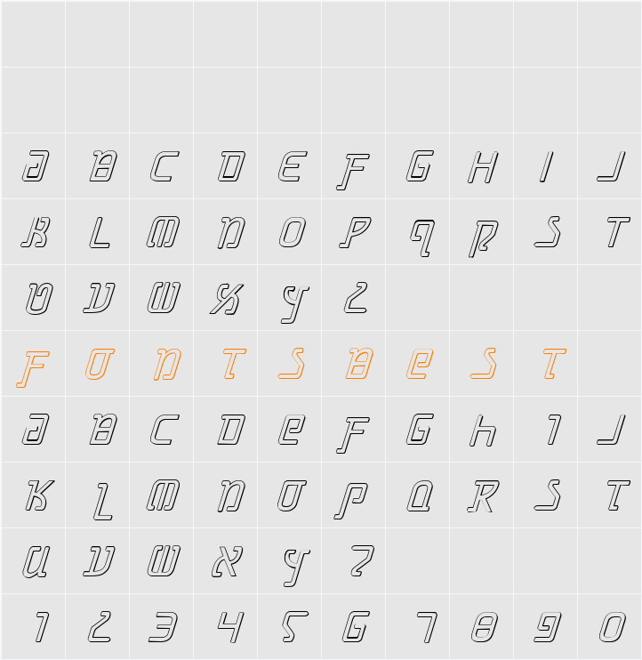 Grimlord Shadow Italic Character Map