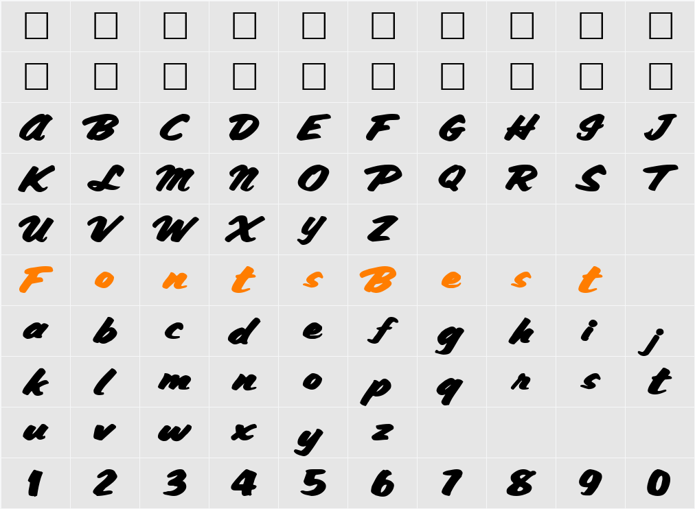 SmoothFontNew75 Character Map