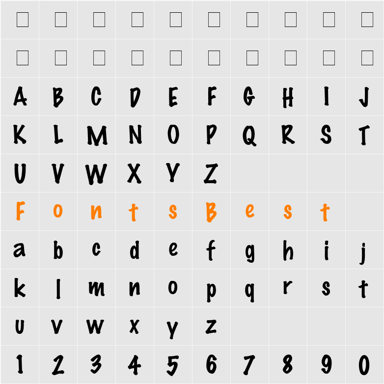 Scrawlin SSi Character Map