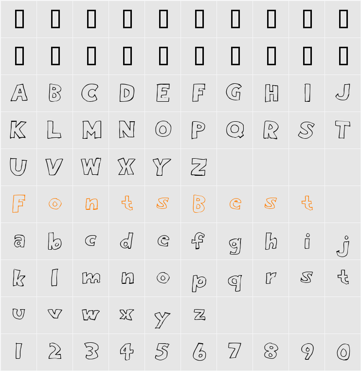 Eighty Percent Outline Character Map