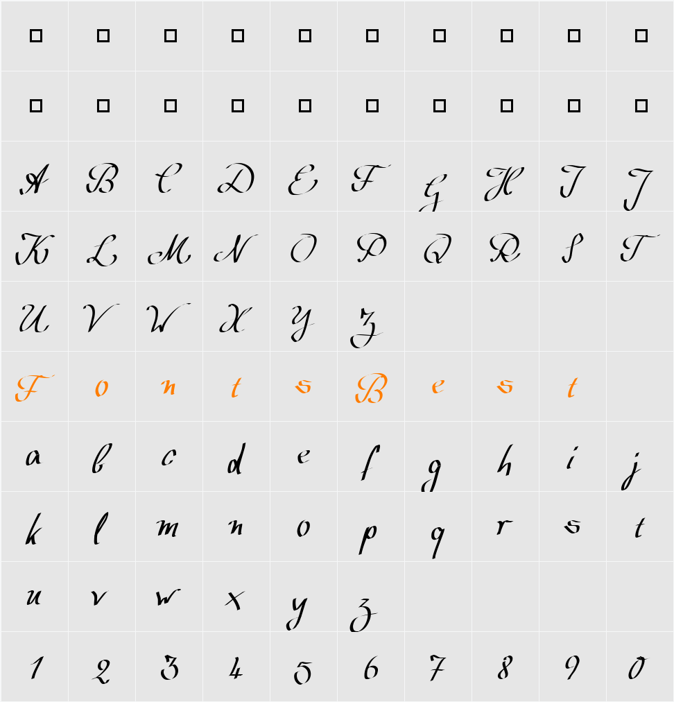 Wolgast Script Character Map