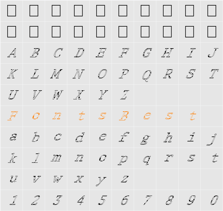 FZ DIGITAL 1 SPOTTED ITALIC Character Map
