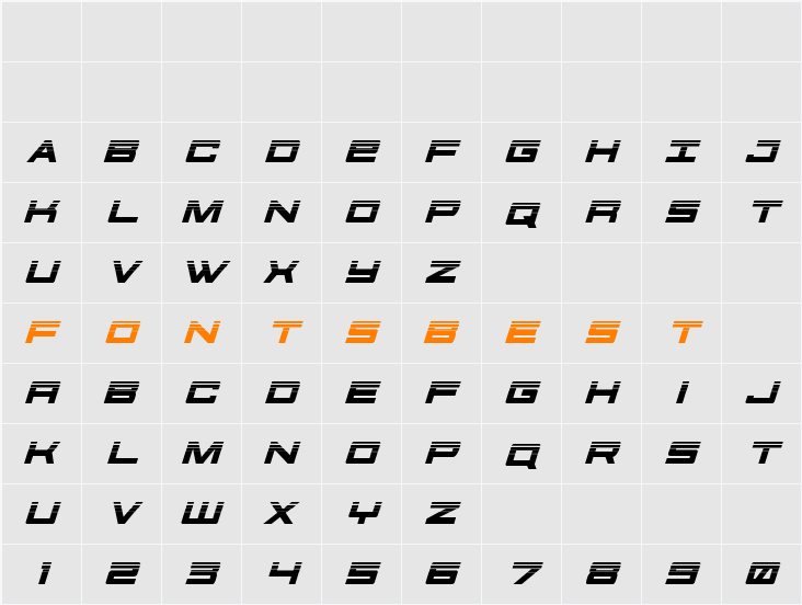 Future Forces Halftone Italic Character Map