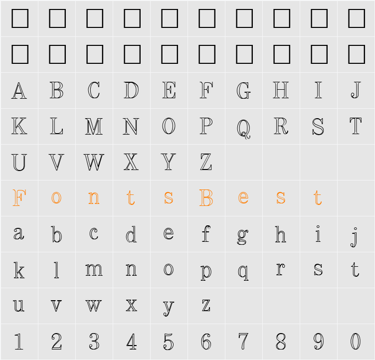 QTCraigetypeOutline Character Map