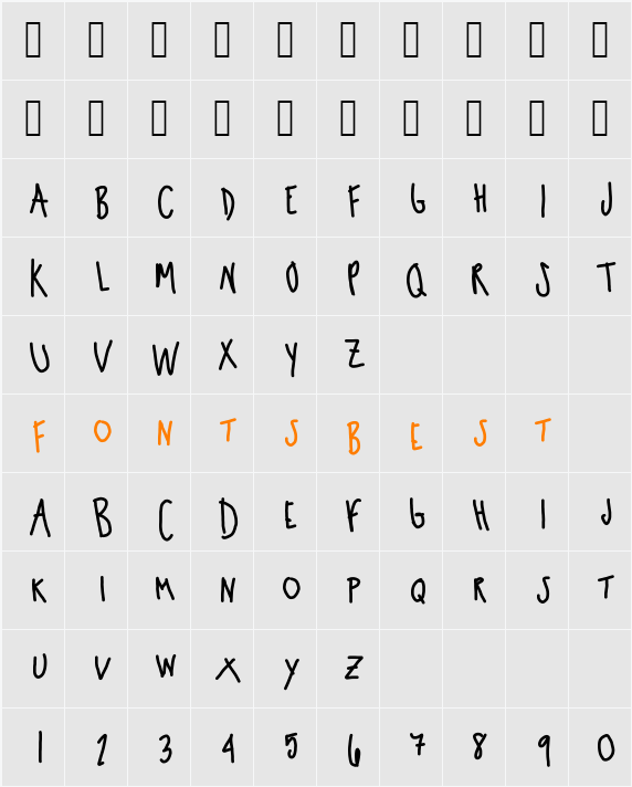 uppercase 1 Character Map