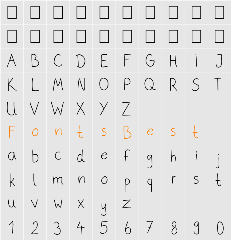 phitradesign Handwritten Thin Character Map