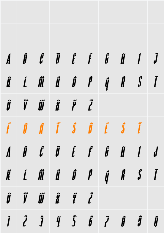 Devil Summoner Laser Italic Character Map