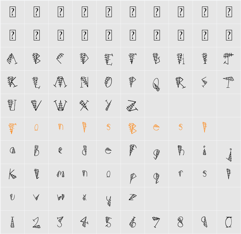 Hairs Dens Bag Character Map