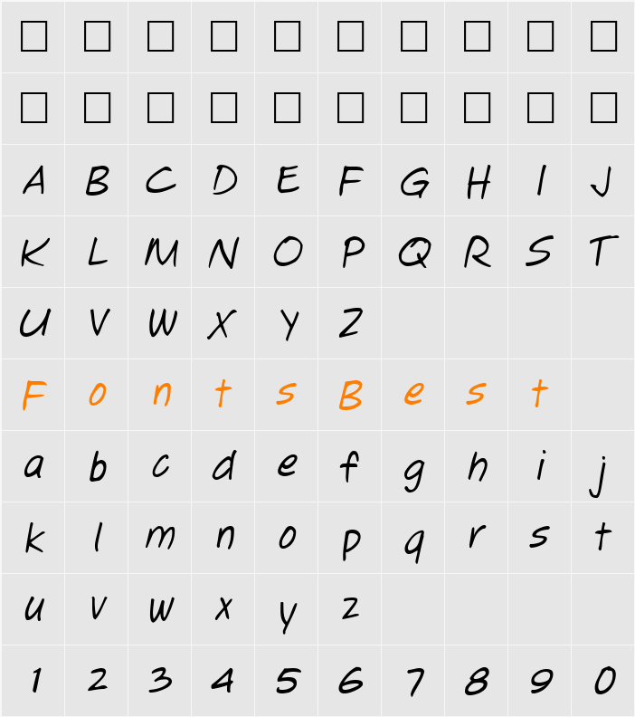 Jotting Character Map