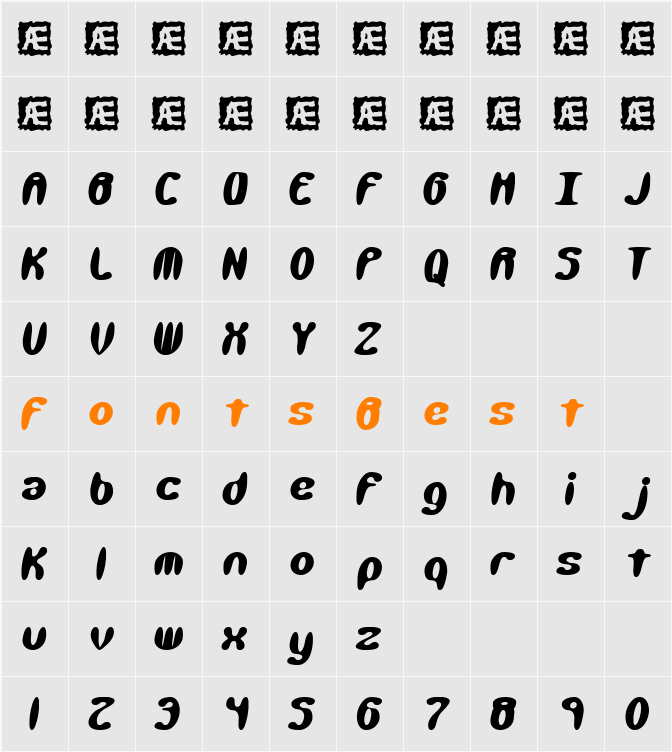 Kaliber Xtreme BRK Character Map