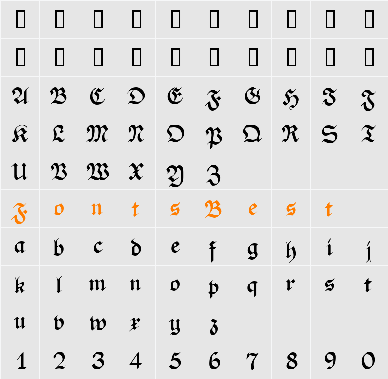 PhederFrack Character Map