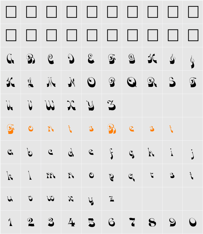 DownWind Character Map