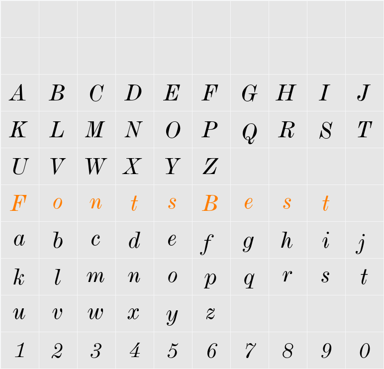 De Vinne Text Character Map