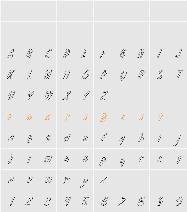 Drafting Table 3D Italic Character Map