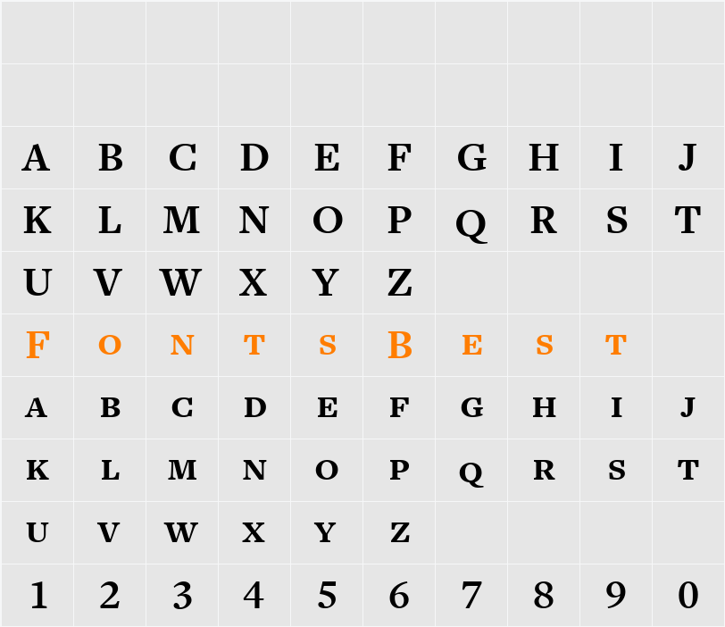 FreightText BoldSC Character Map