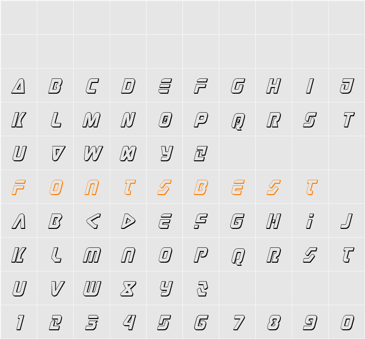 Judge 3D Italic Character Map