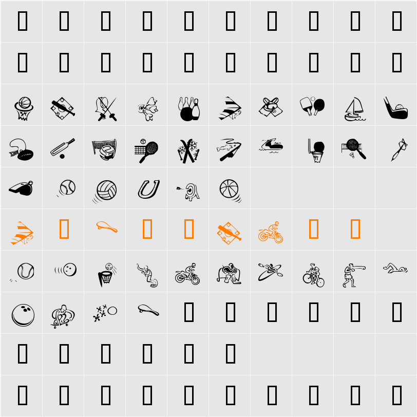 KR All Sport Character Map